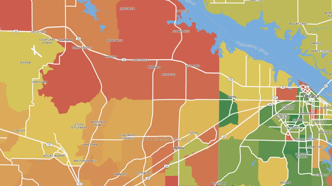 Hillsboro, AL Map of Arson Rates
