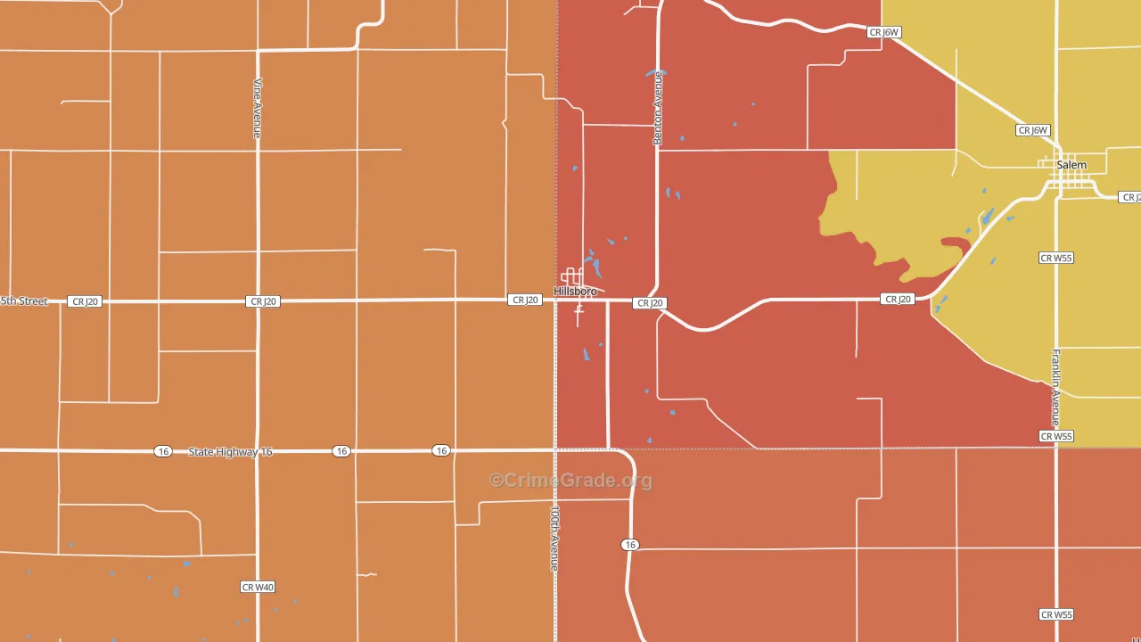 Hillsboro, IA Map of Arson Rates