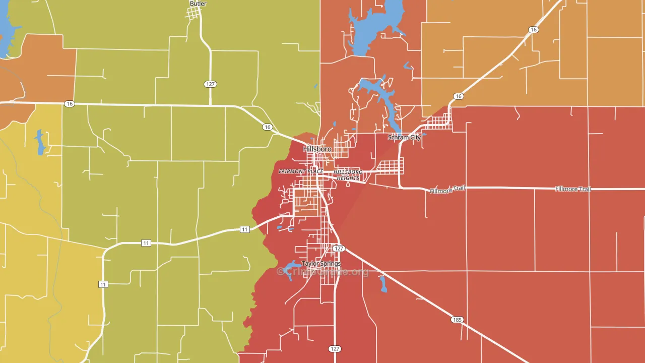 Hillsboro, IL Map of Arson Rates