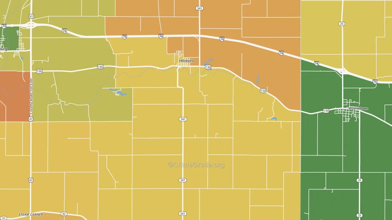 Hillsboro, IN Map of Arson Rates