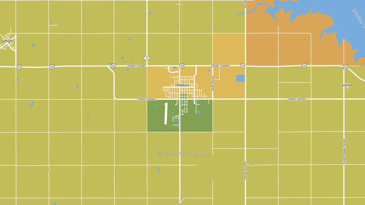 Hillsboro, KS Map of Arson Rates