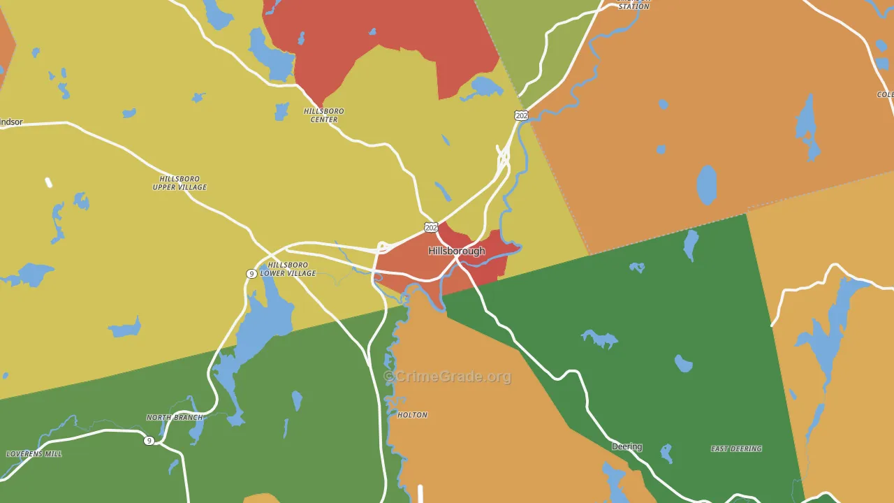 Hillsboro, NH Map of Arson Rates