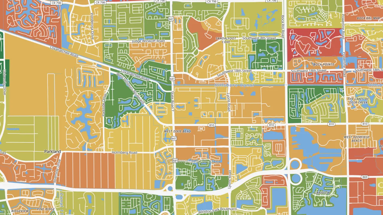 Hillsboro Pines, FL Map of Arson Rates