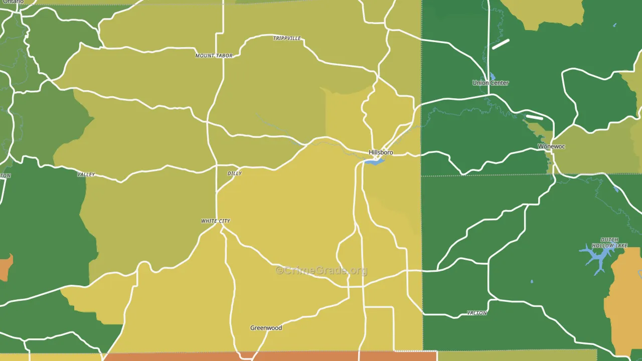 Hillsboro, WI Map of Arson Rates