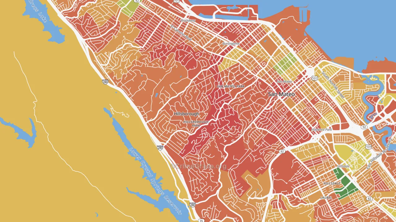 Hillsborough, CA Map of Arson Rates