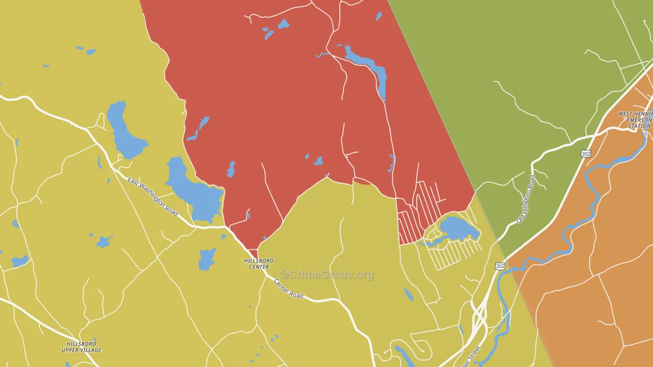Hillsborough Center, NH Map of Arson Rates