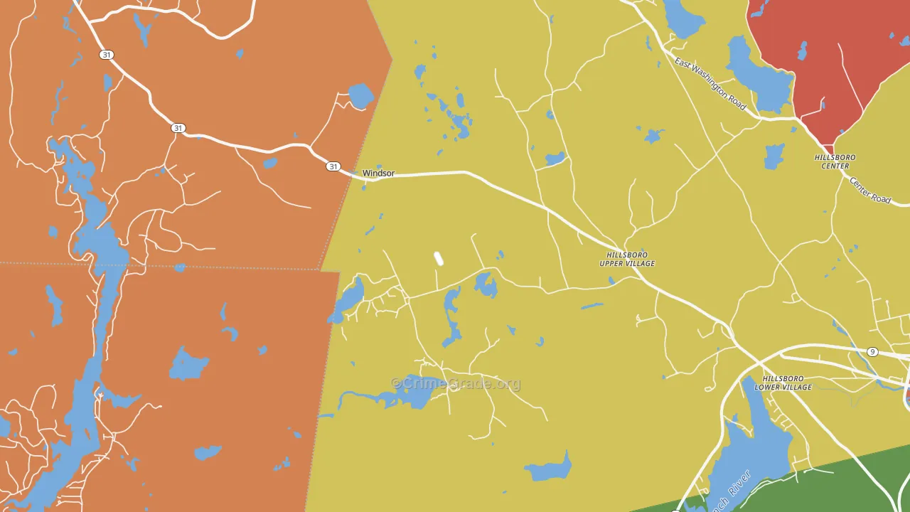 Hillsborough Upper Village, NH Map of Arson Rates
