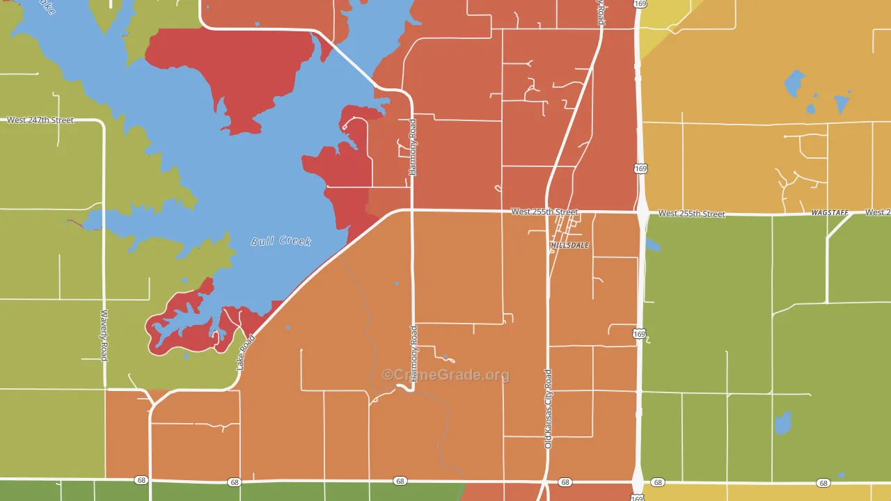 Hillsdale, KS Map of Arson Rates