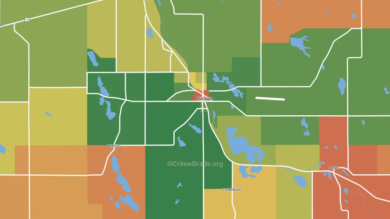 Hillsdale, MI Map of Arson Rates