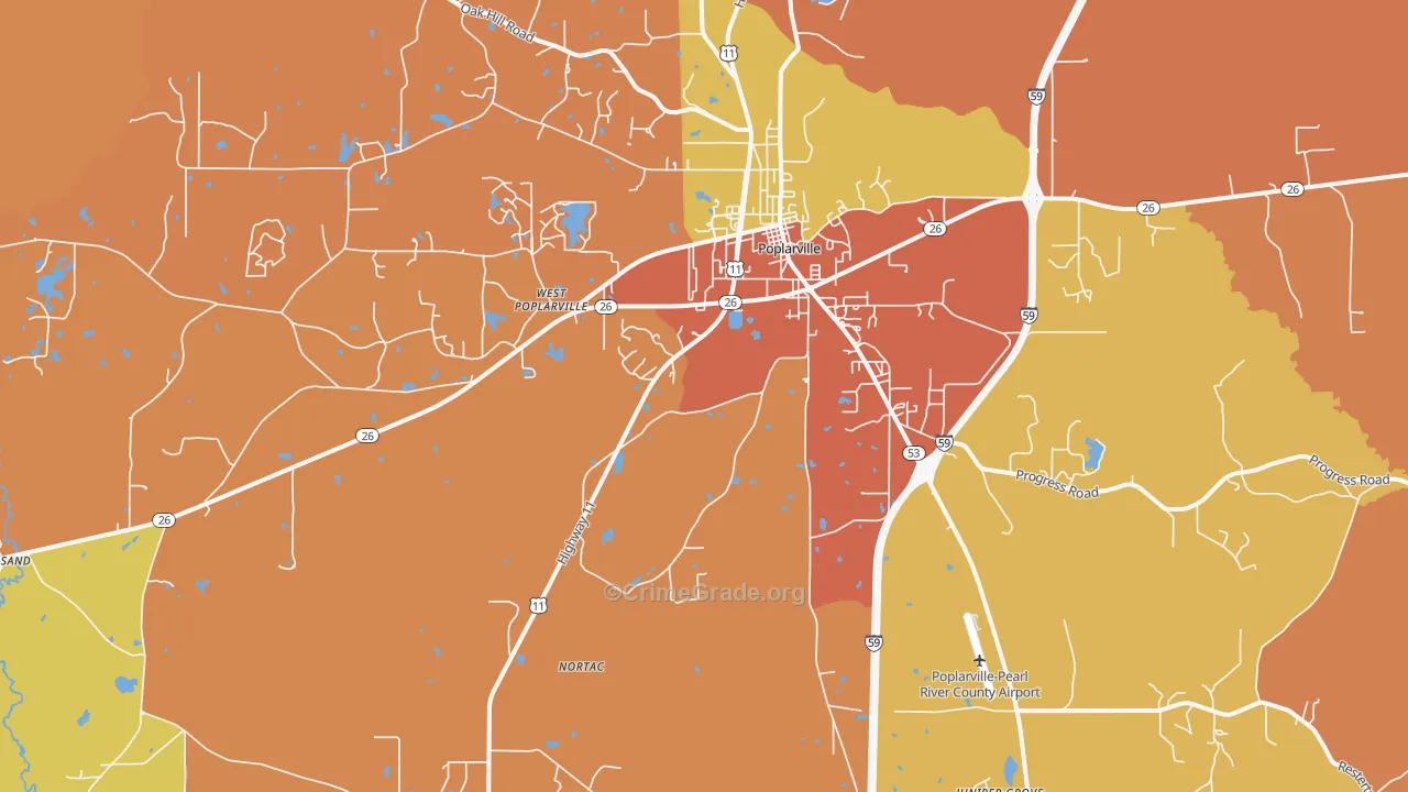 Hillsdale, MS Map of Arson Rates
