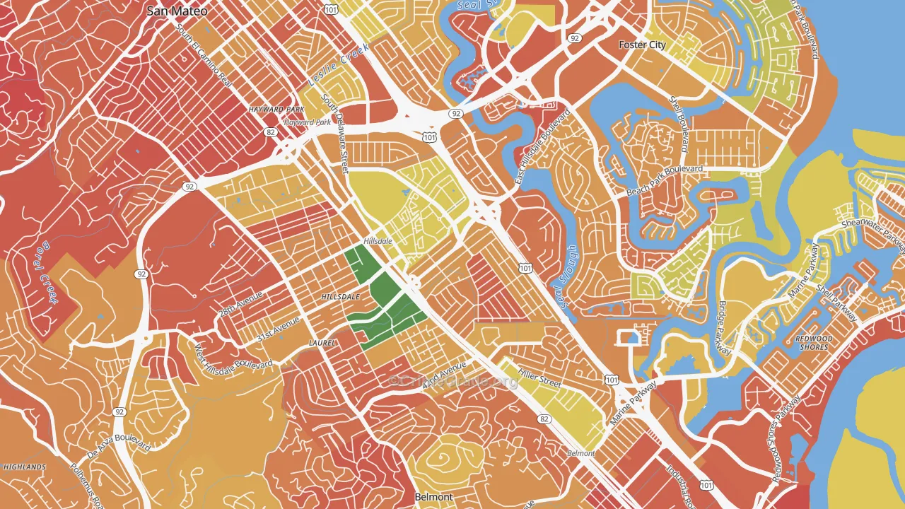 Hillsdale, San Mateo, CA Map of Arson Rates