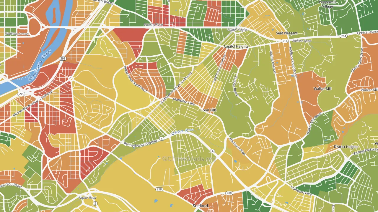 Hillside, Coral Hills, MD Map of Arson Rates