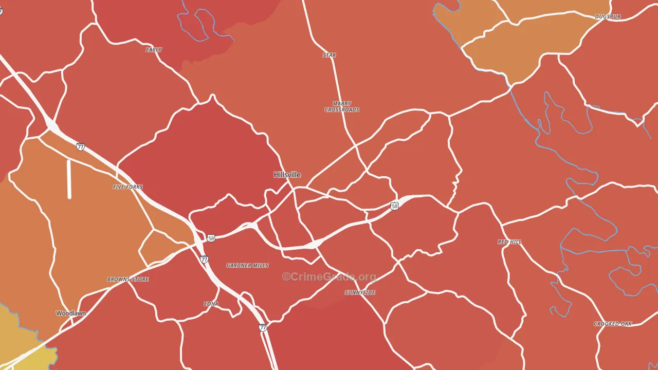 Hillsville, VA Map of Arson Rates