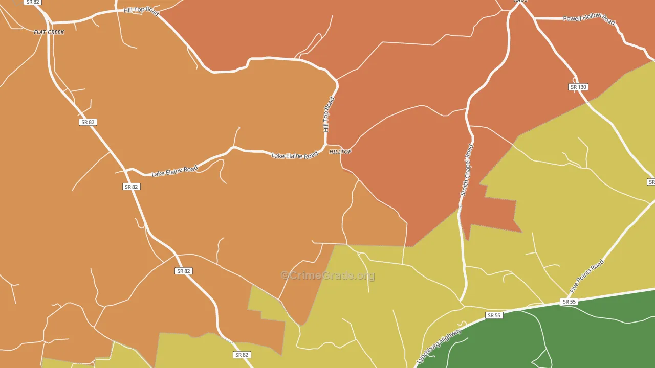 Hilltop, TN Map of Arson Rates