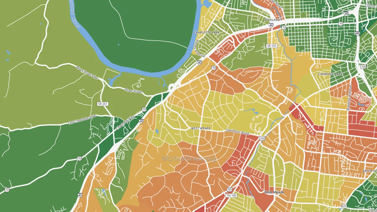 Hillwood Estates, Nashville, TN Map of Arson Rates