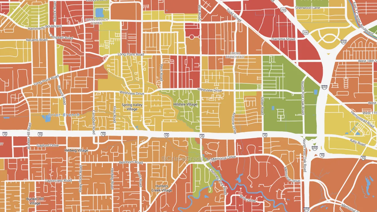 Hilshire Village, TX Map of Arson Rates