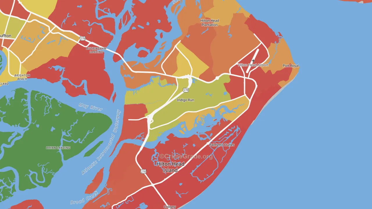 Hilton Head Island, SC Map of Arson Rates
