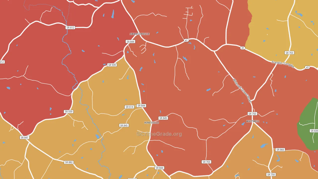 Hinesville, VA Map of Arson Rates