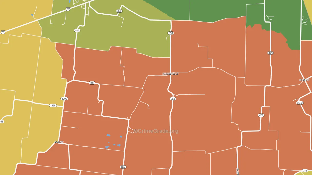 Hinkleville, KY Map of Arson Rates