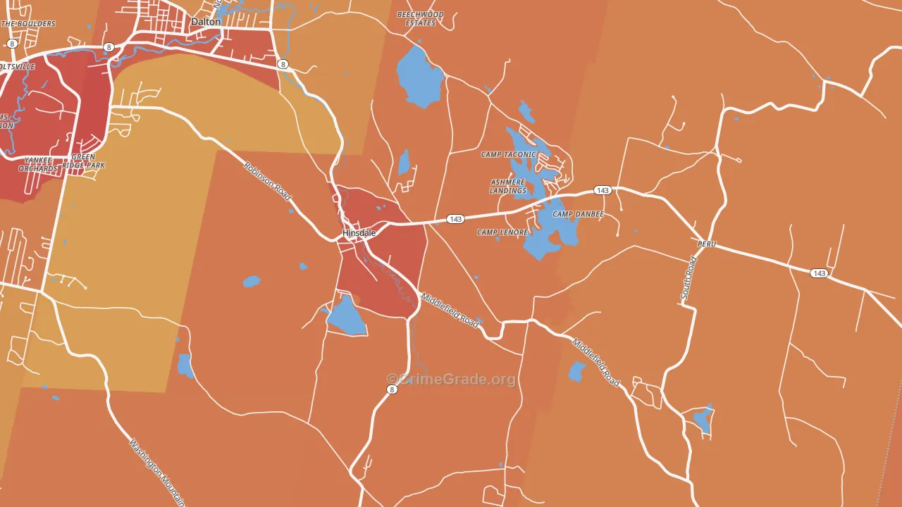 Hinsdale, MA Map of Arson Rates