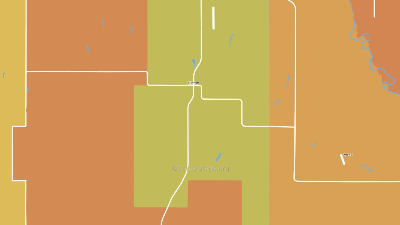 Hinton, OK Map of Arson Rates