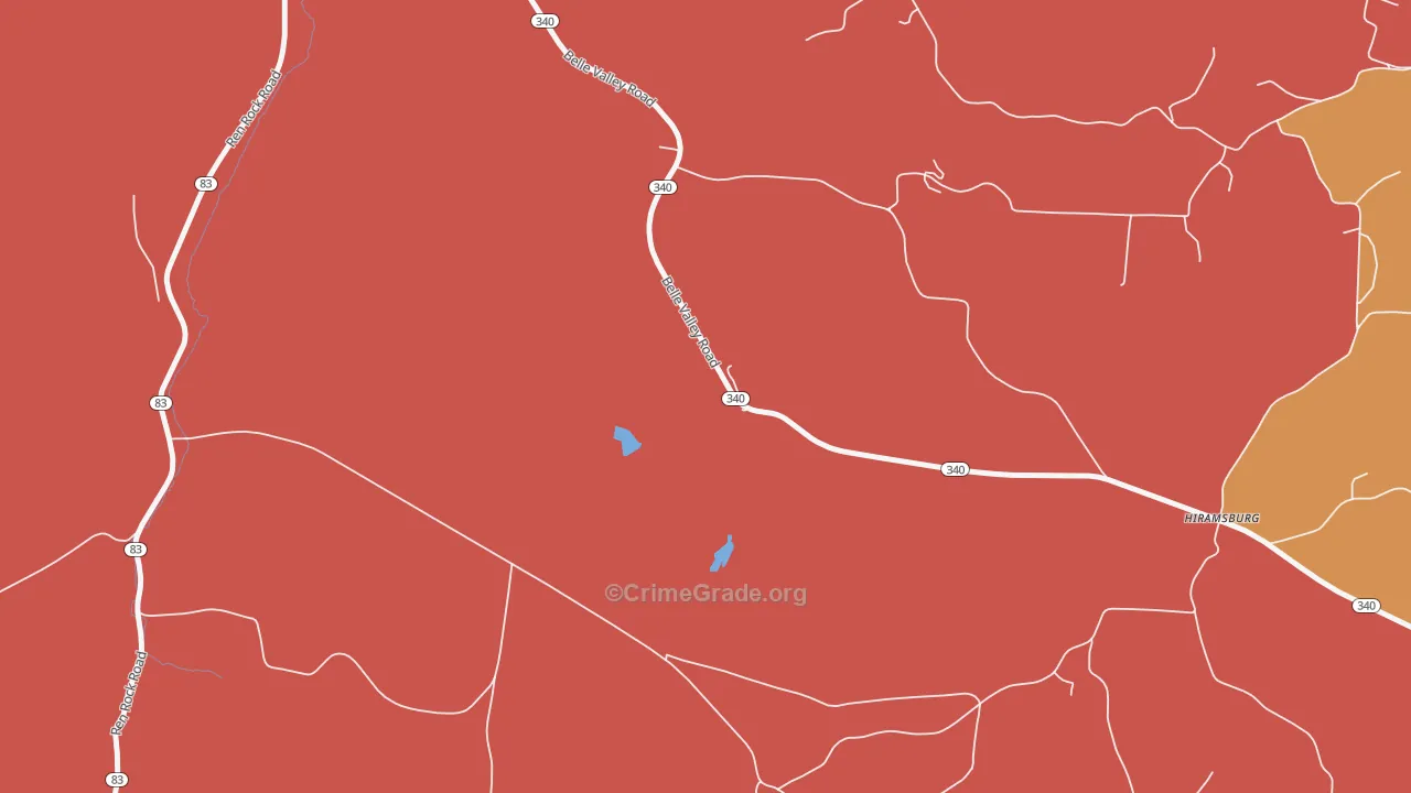Hiramsburg, OH Map of Arson Rates