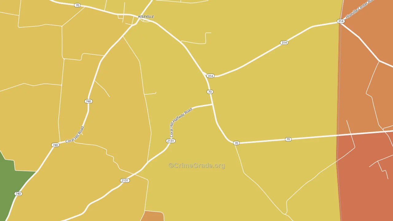 Hiseville, KY Map of Arson Rates