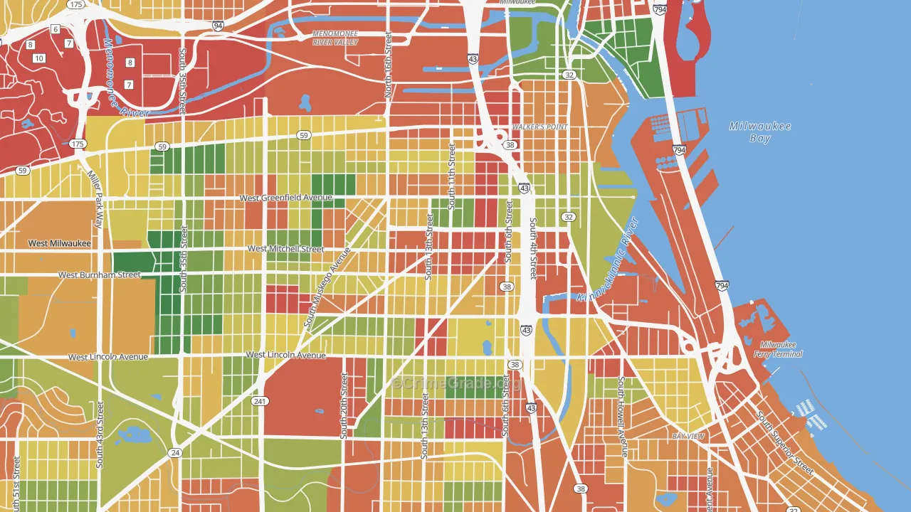Historic Mitchell Street, Milwaukee, WI Map of Arson Rates