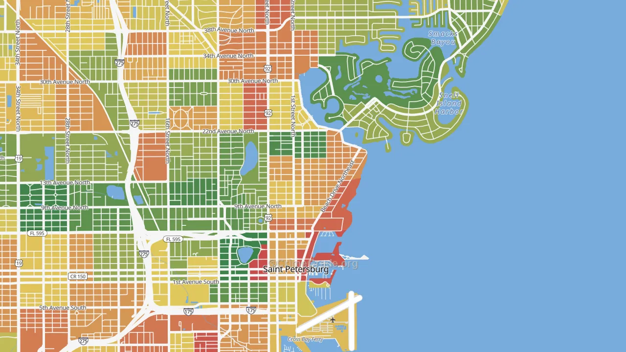 Historic Old Northeast, St. Petersburg, FL Map of Arson Rates
