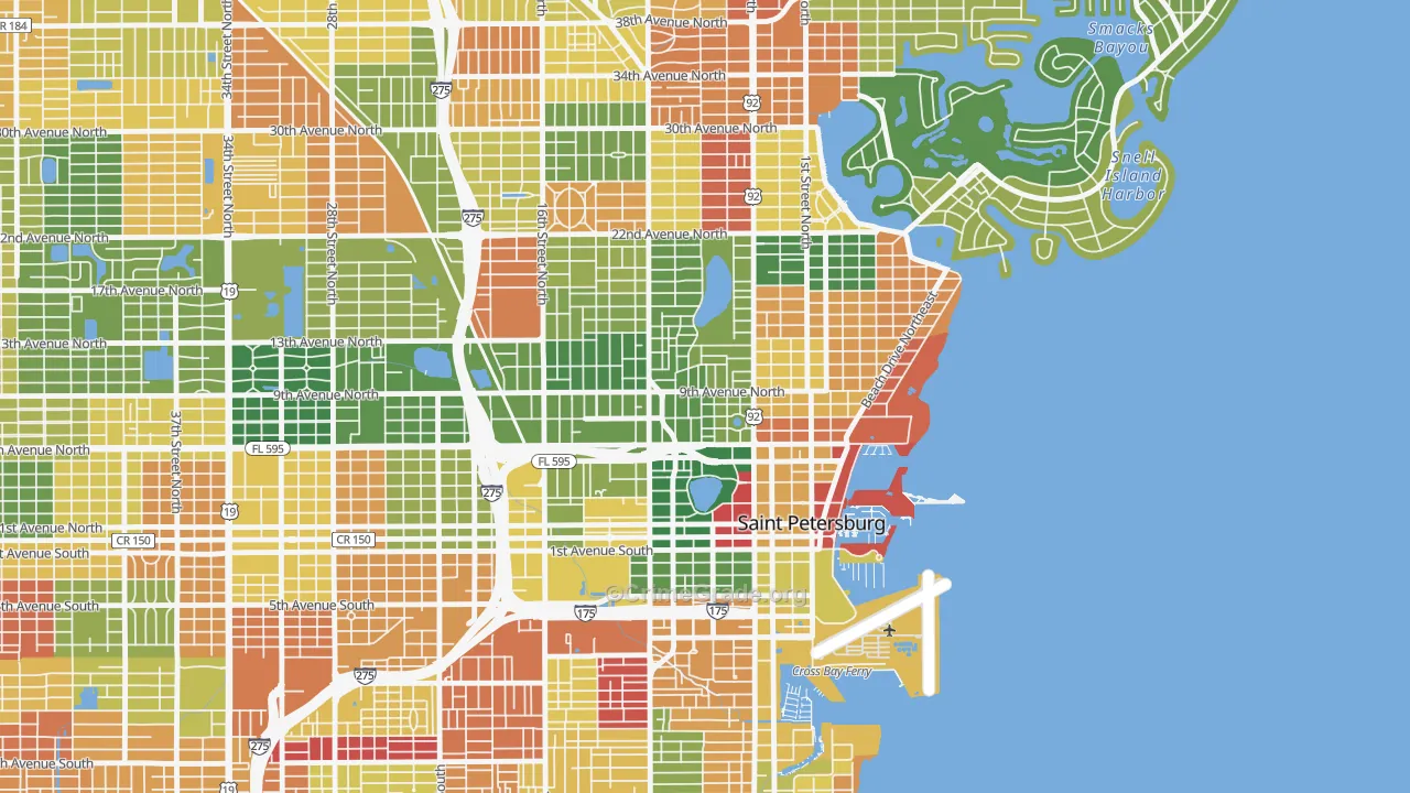 Historic Uptown, St. Petersburg, FL Map of Arson Rates