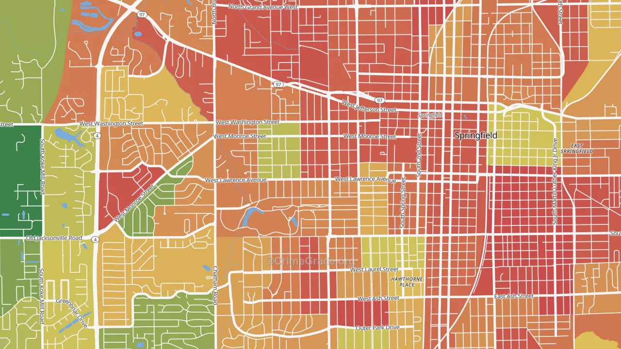 Historic West-Side, Springfield, IL Map of Arson Rates