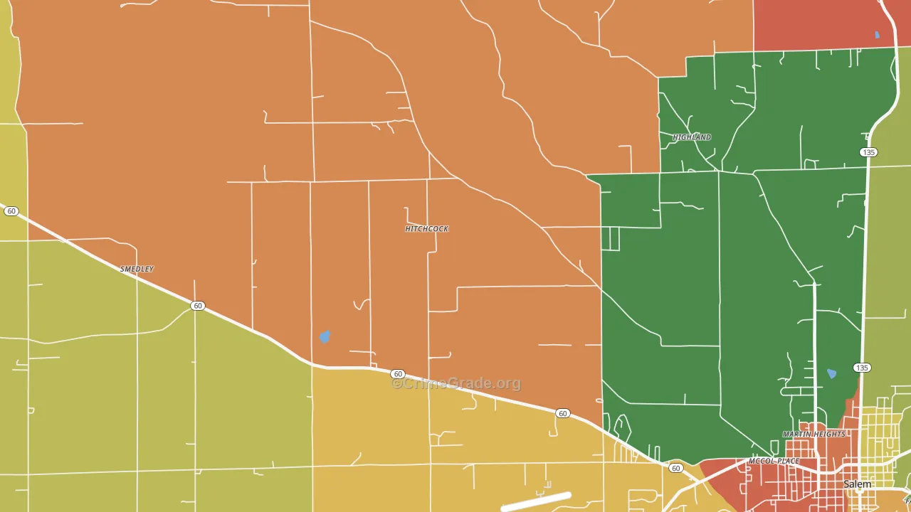 Hitchcock, IN Map of Arson Rates