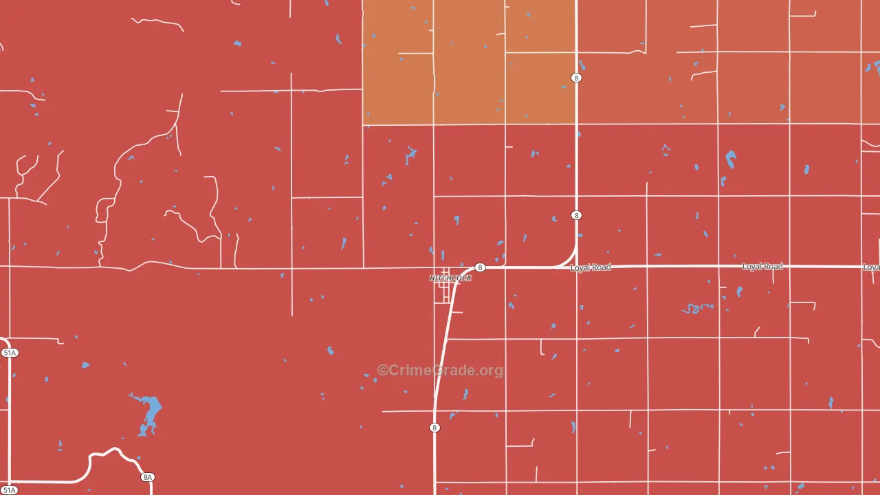Hitchcock, OK Map of Arson Rates