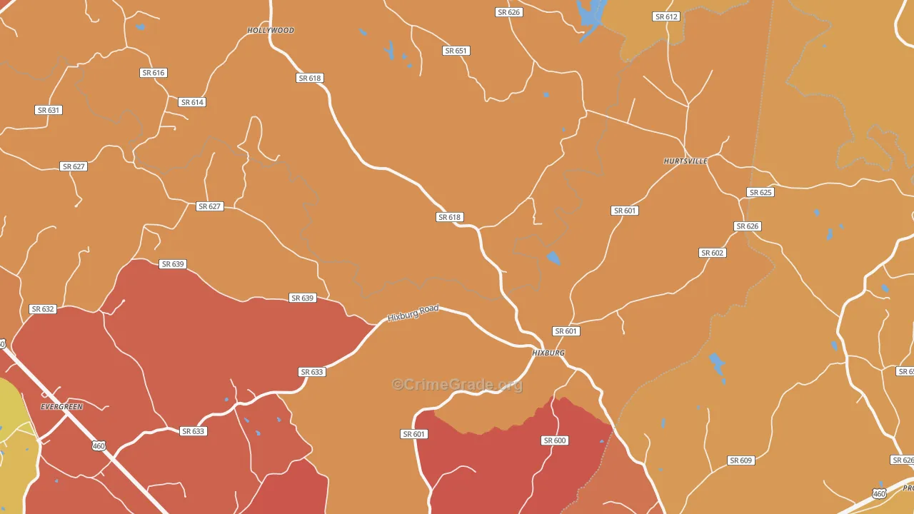 Hixburg, VA Map of Arson Rates