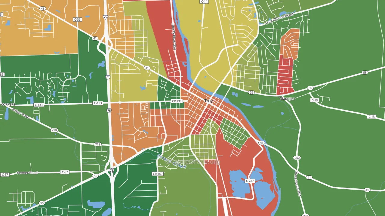 Hobart Circle Historic District, Troy, OH Map of Arson Rates
