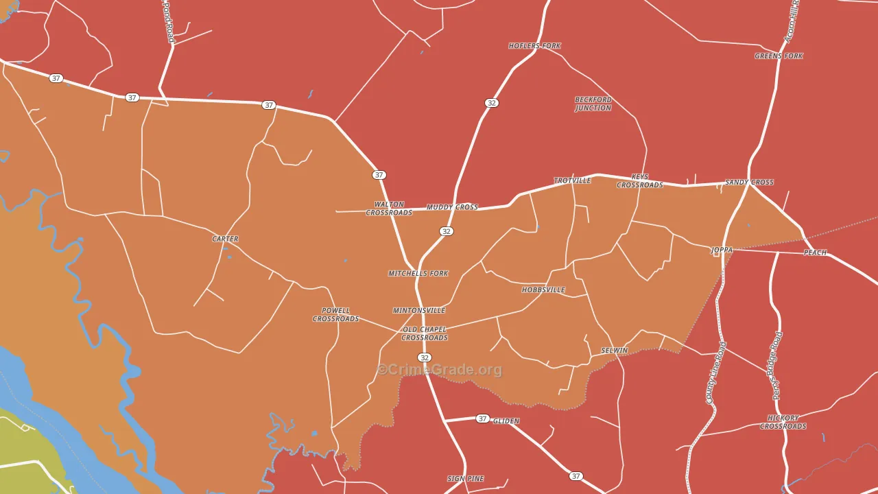 Hobbsville, NC Map of Arson Rates