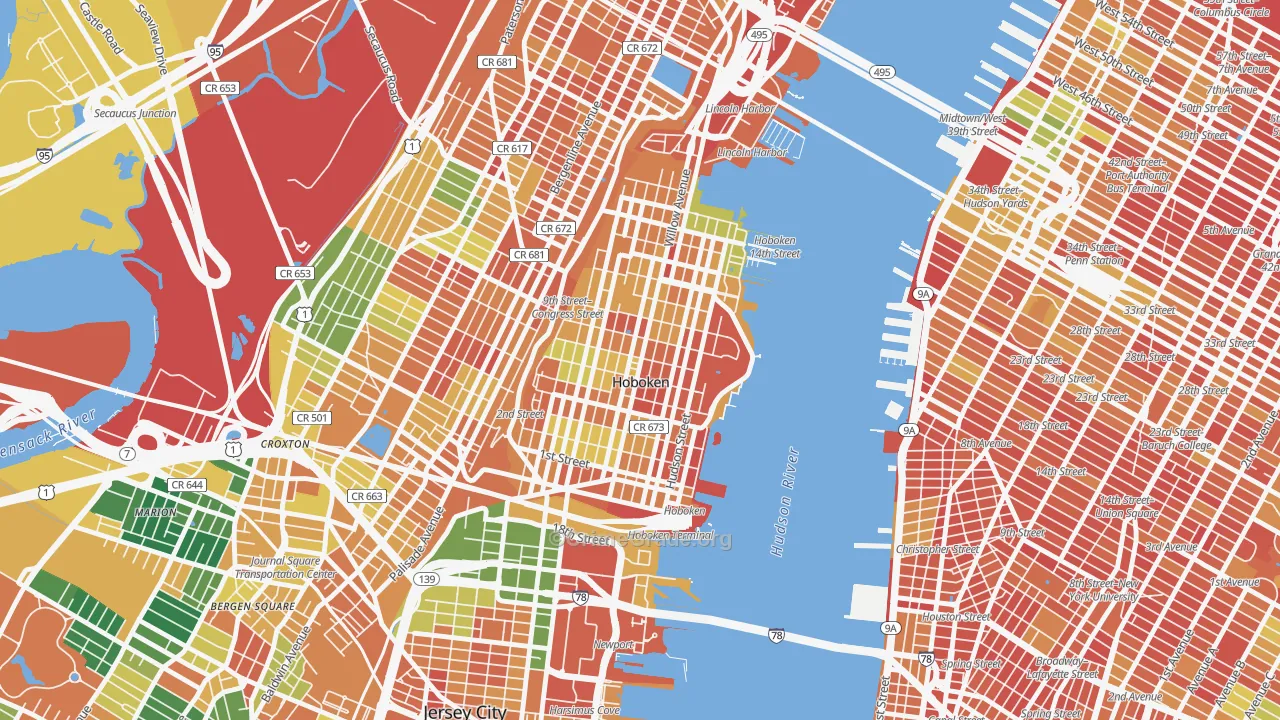 Hoboken, NJ Map of Arson Rates