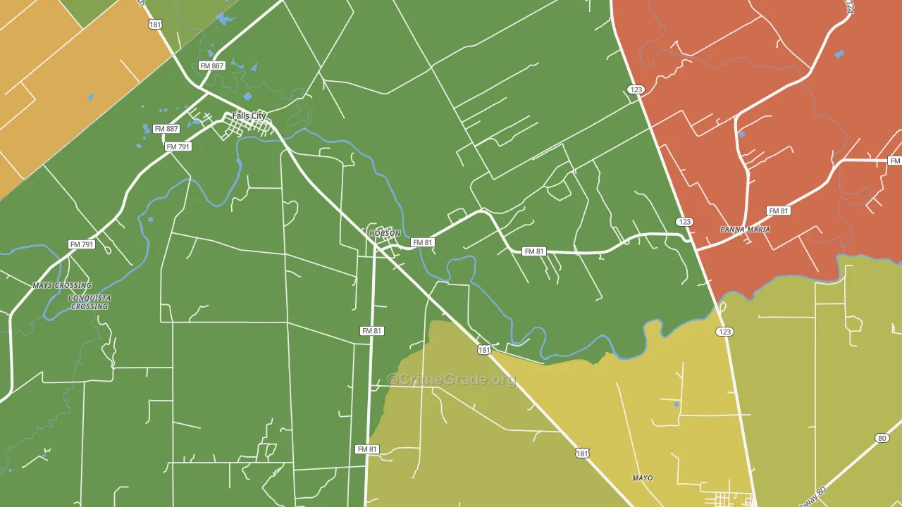 Hobson, TX Map of Arson Rates
