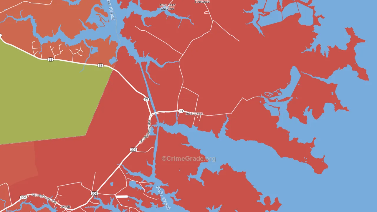 Hobucken, NC Map of Arson Rates