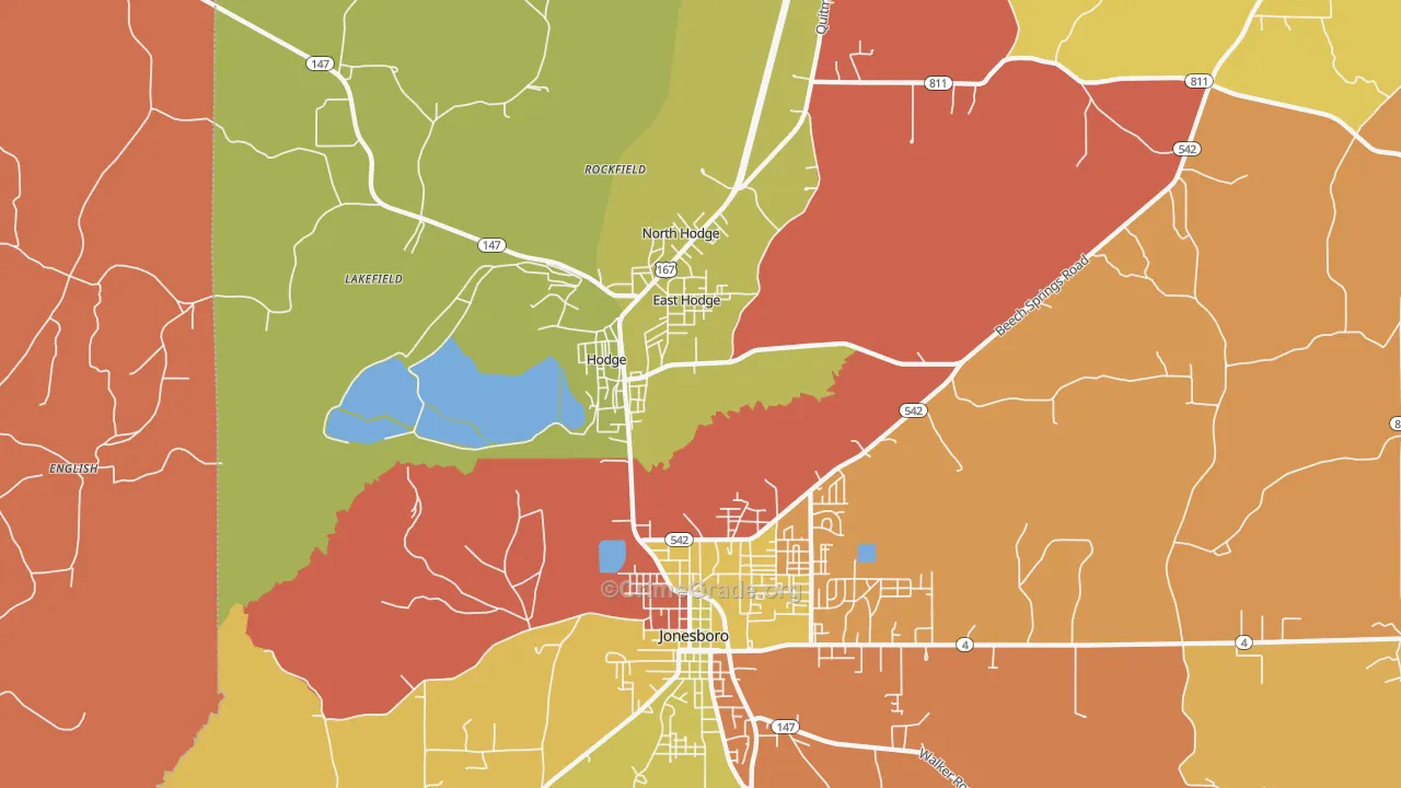 Hodge, LA Map of Arson Rates