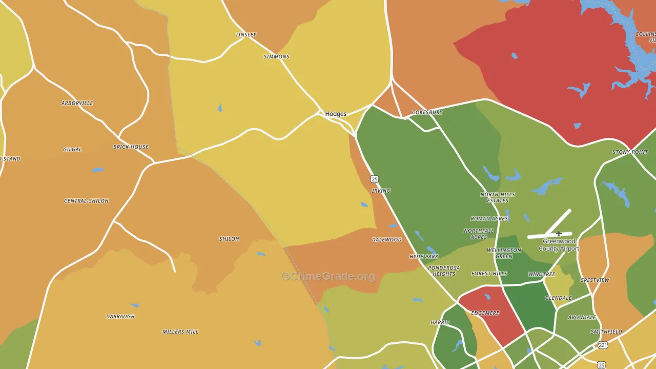 Hodges, SC Map of Arson Rates
