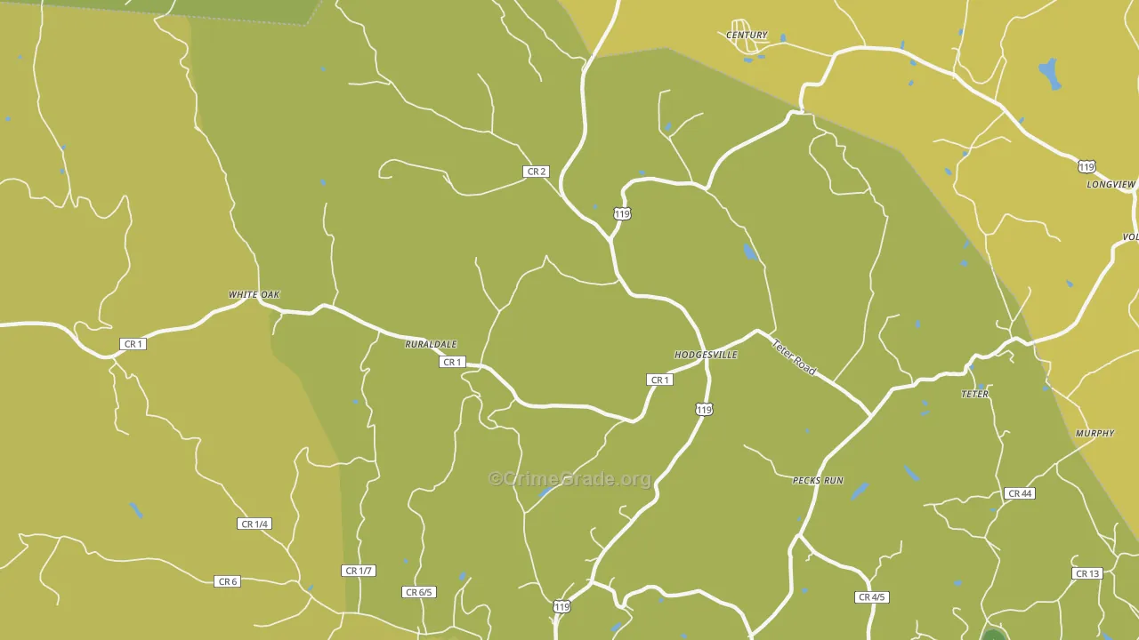 Hodgesville, WV Map of Arson Rates