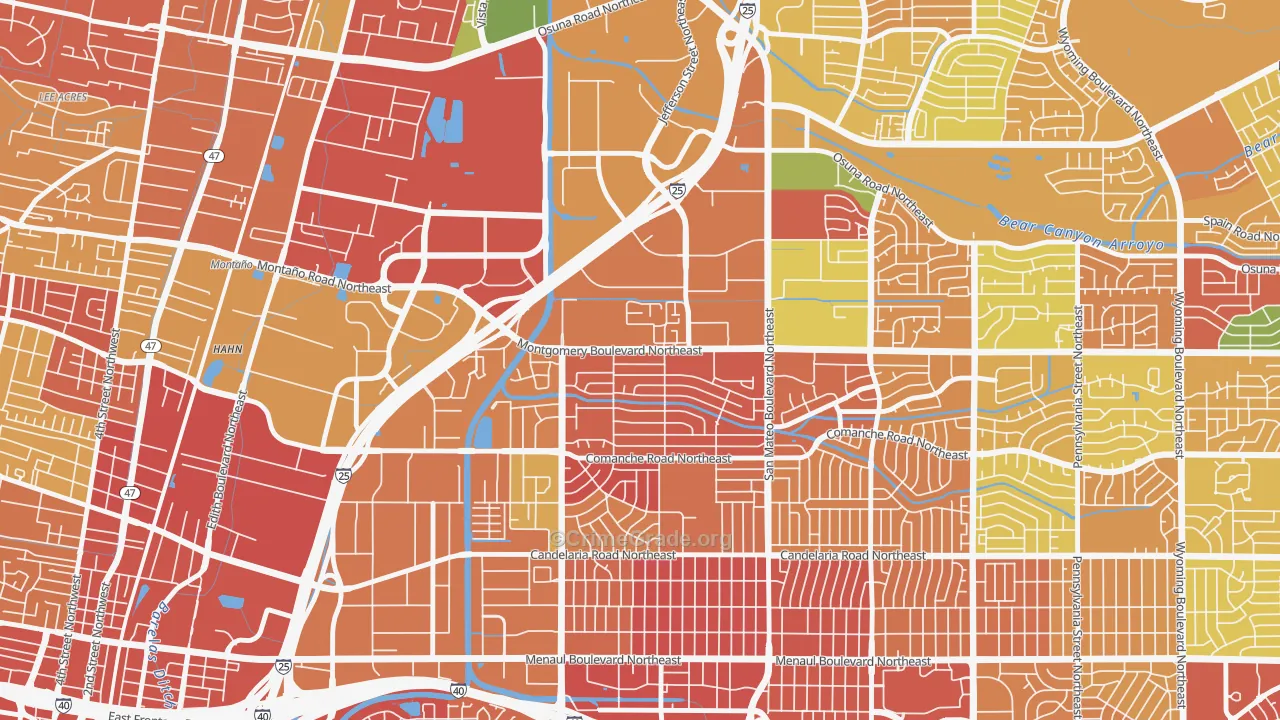 Hodgin, Albuquerque, NM Map of Arson Rates