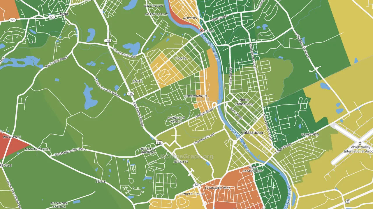 Hokendauqua, PA Map of Arson Rates