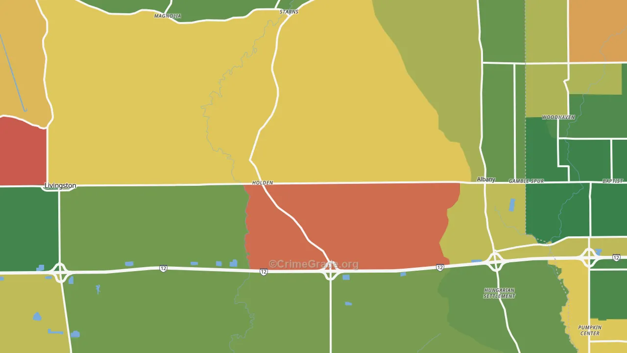 Holden, LA Map of Arson Rates
