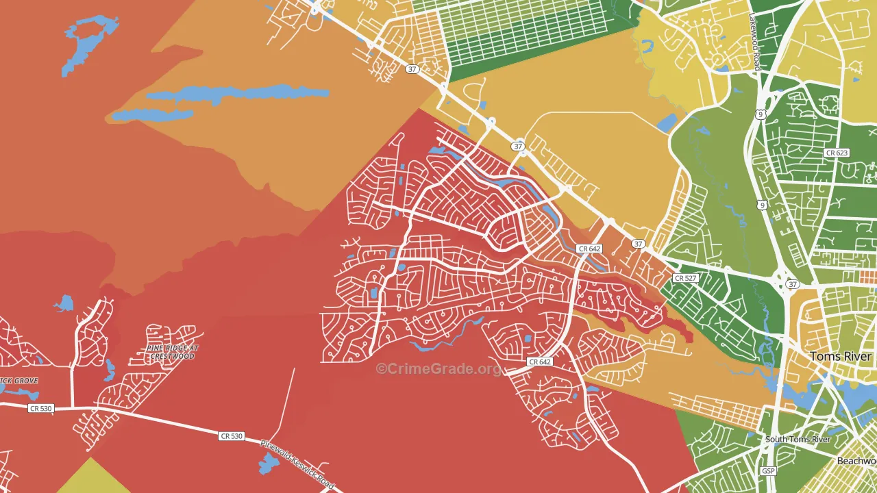 Holiday City-Berkeley, NJ Map of Arson Rates