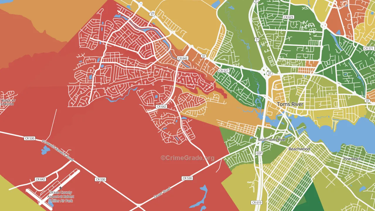 Holiday City South, NJ Map of Arson Rates