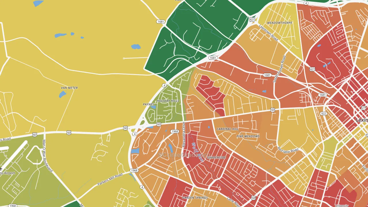 Holiday Hills, Lexington, KY Map of Arson Rates