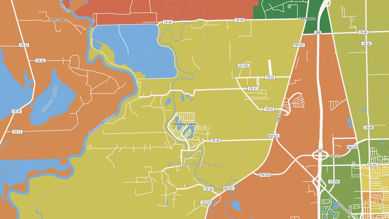Holiday Lakes, TX Map of Arson Rates