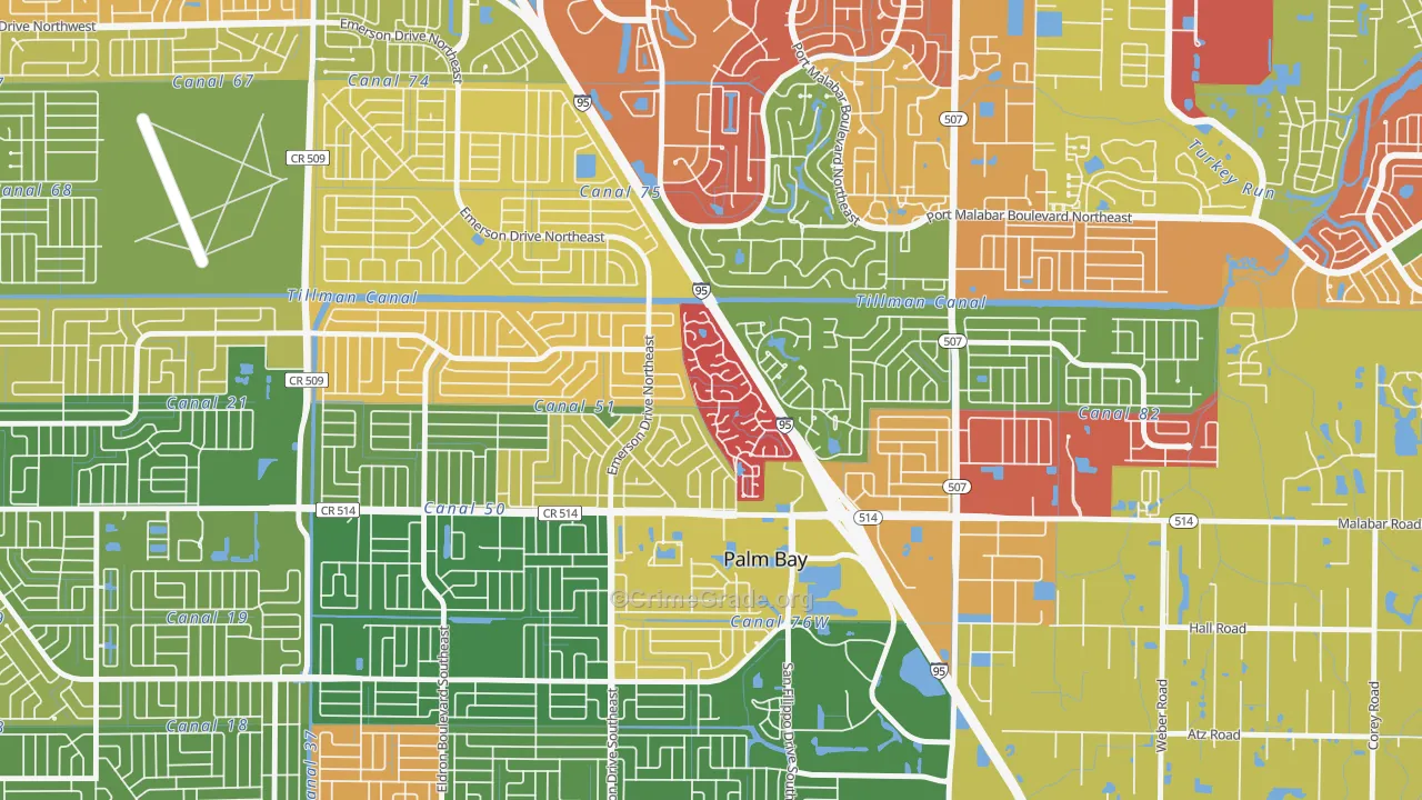 Holiday Park, Palm Bay, FL Map of Arson Rates